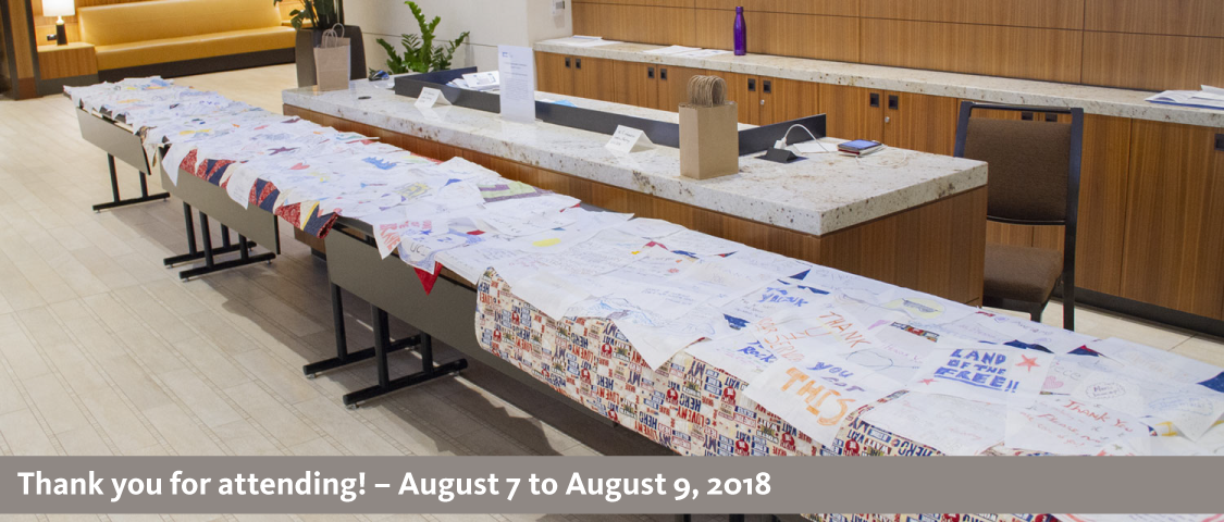 2018 People Management Conference photo of Operation Mend quilt - thank you for attending! - August 7 to August 9, 2018